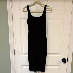 Uniqlo Black Ribbed Tank Midi Bodycon Dress